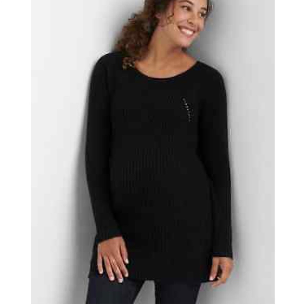 Gap black pointelle tunic maternity sweater